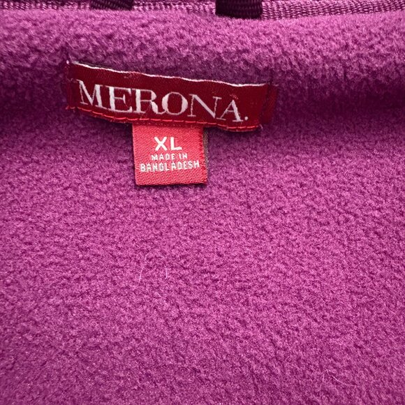 Merona Womens Plum Full-Zip Fleece Jacket XL Lightweight Warm Outerwear - Picture 6 of 12